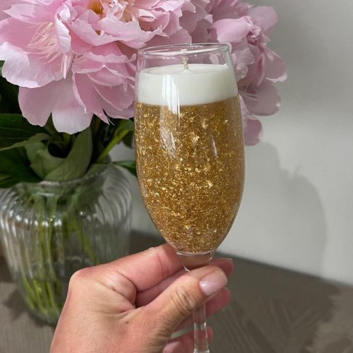Gold Glitter Champagne Candle - Luxurious Handmade Gift